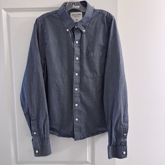 Abercrombie & Fitch XXL Blue Check Shirt Button Down 100% Cotton Long Sleeve ‘11