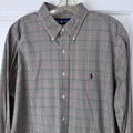 Ralph Lauren Men’s Blue Plaid Button Down Shirt Size XL 17.5 Custom Fit Cotton