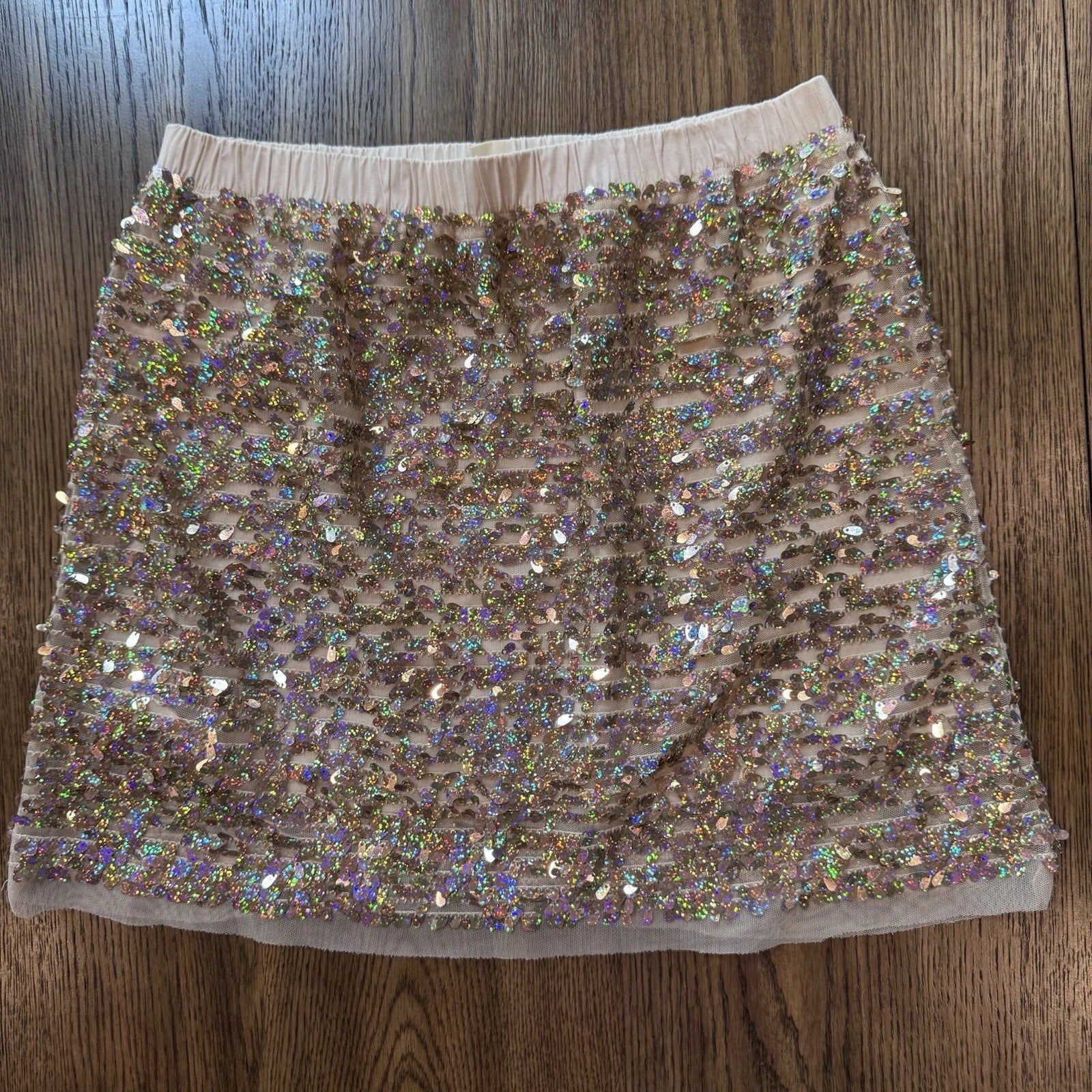 Crewcuts Girls Size 14 Sequin Skirt Pink Nude Iridescent Glitter Lined