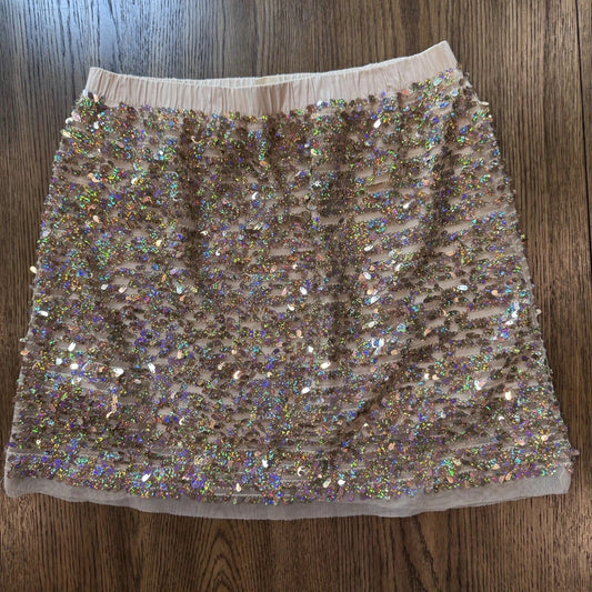 Crewcuts Girls Size 14 Sequin Skirt Pink Nude Iridescent Glitter Lined