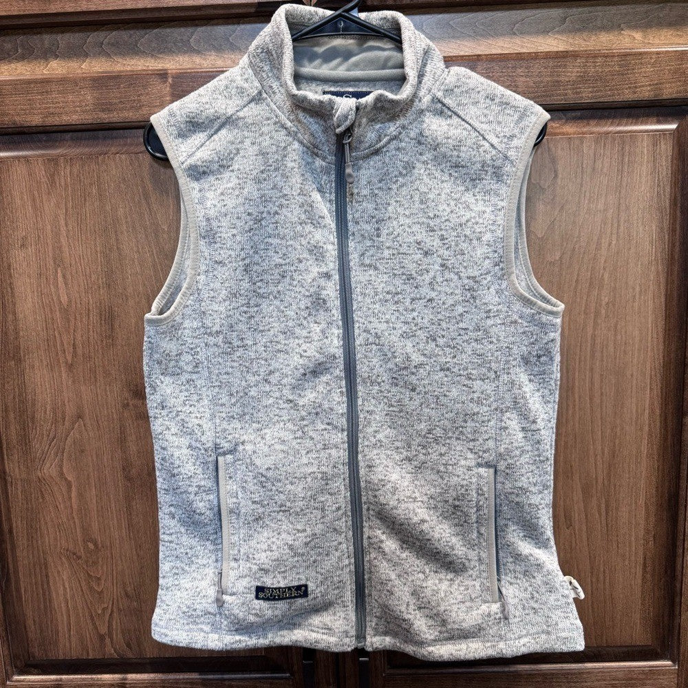 Simply Southern Gray Fleece Vest Women's Size S | Cozy Full Zip Outerwear
