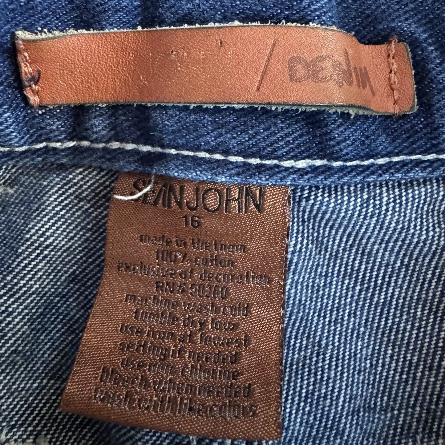 Sean John Mens Jeans Size 16 Relaxed Fit Blue Denim Wide Leg 100% Cotton
