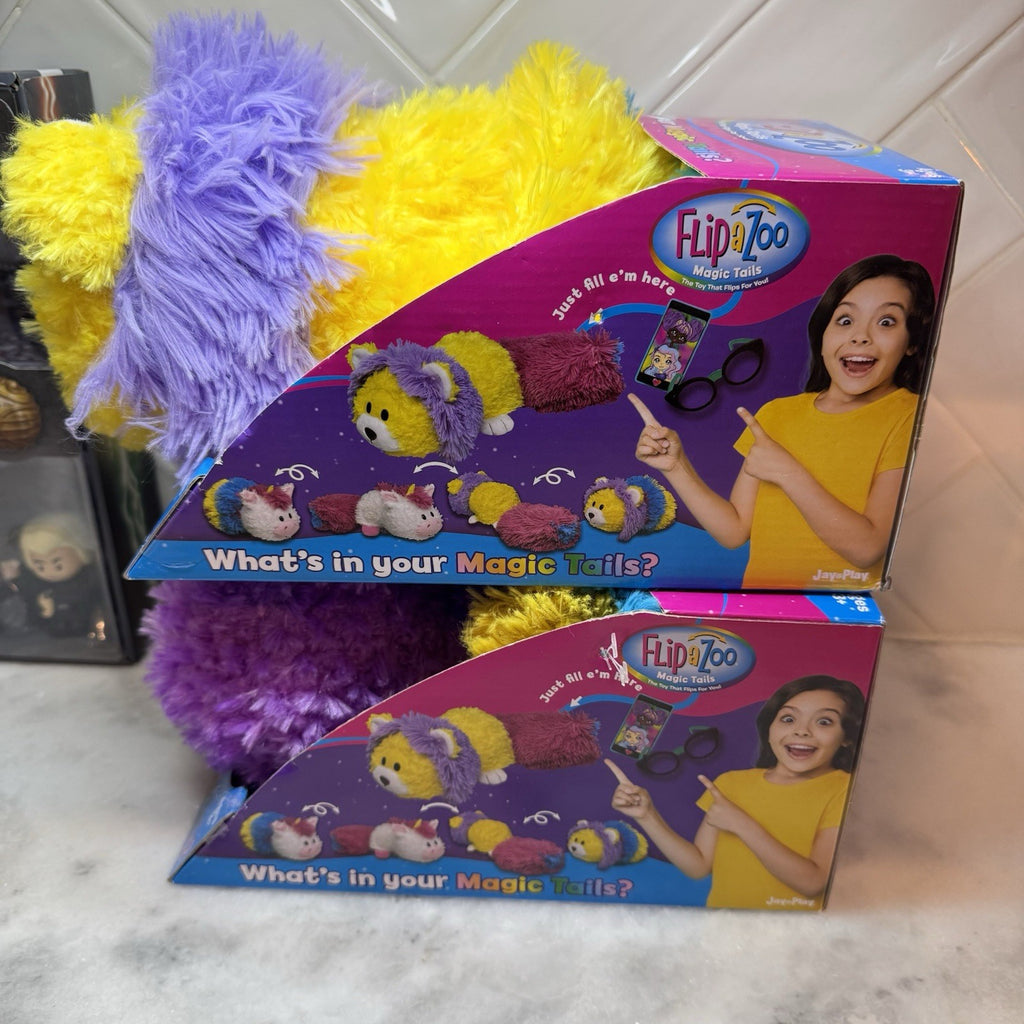 FlipaZoo Magic Tails 2-in-1 Animal Plush Lion Unicorn, Flippable Dolls, Lot of 2
