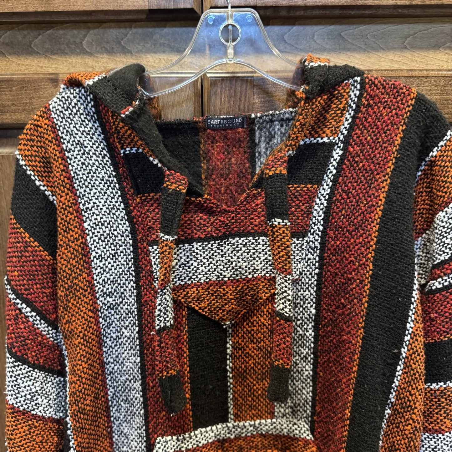 Earthbound Trading Co Baja Hoodie Large Multicolor Woven Pullover Boho Surf