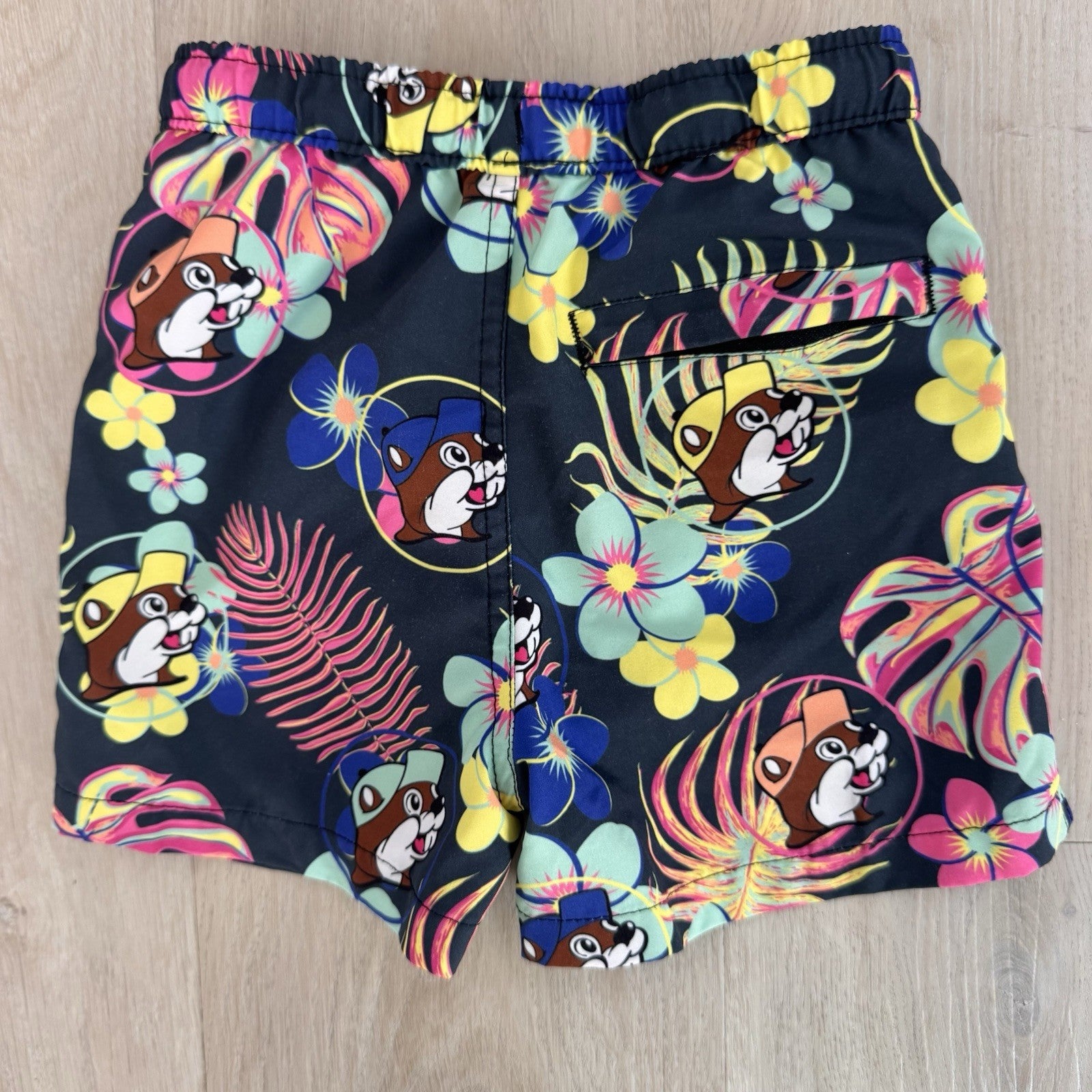 Buc-ee's Boys Swim Trunks Size 4T Tropical Floral Beaver Print Board Shorts