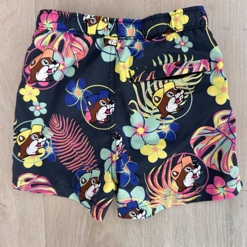 Buc-ee's Boys Swim Trunks Size 4T Tropical Floral Beaver Print Board Shorts