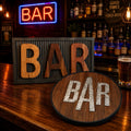 Rustic BAR Wall Decor Set Farmhouse Wood & Metal Bar Signs Man Cave 2 Piece