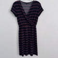 Women’s Banana Republic Petite Black Pink Stripe Wrap Dress PS
