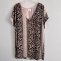 Buddy Love Snake Print Shift Dress Medium Pink Tan V-Neck Lined Women’s