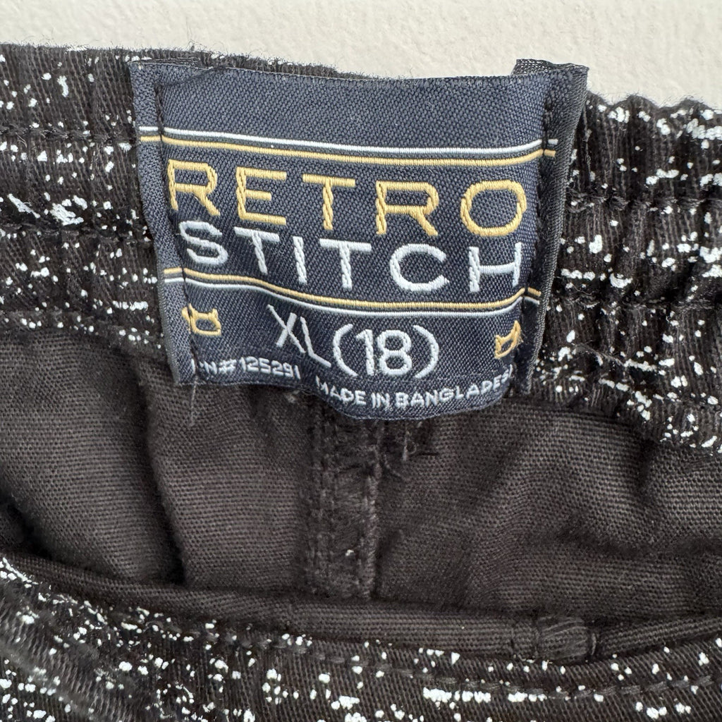 Boys Retro Stitch Black Jogger Pants XL 18 Speckled NWT 