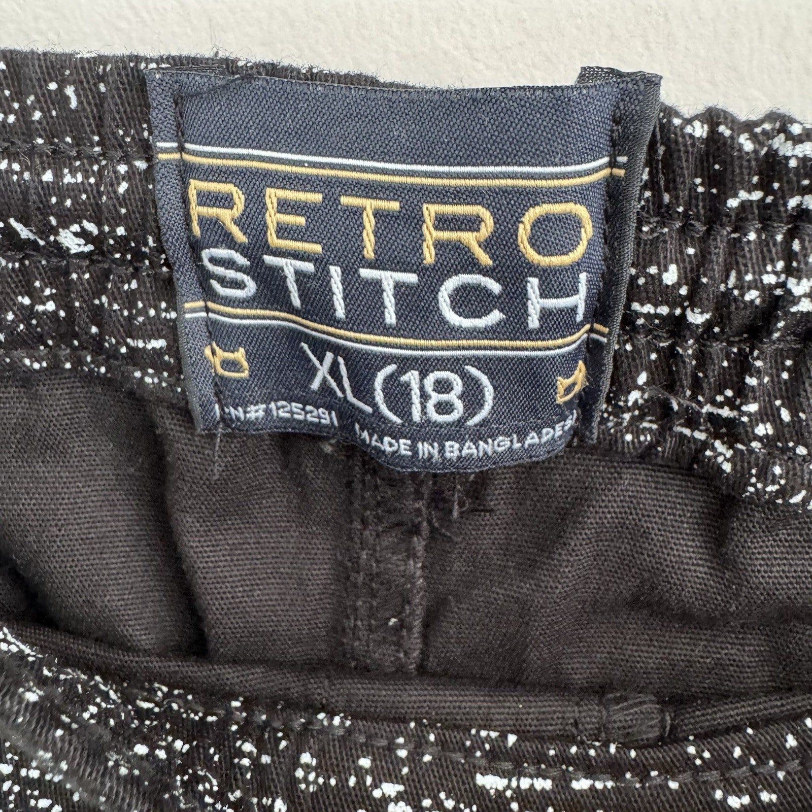 Boys Retro Stitch Black Jogger Pants XL 18 Speckled NWT 