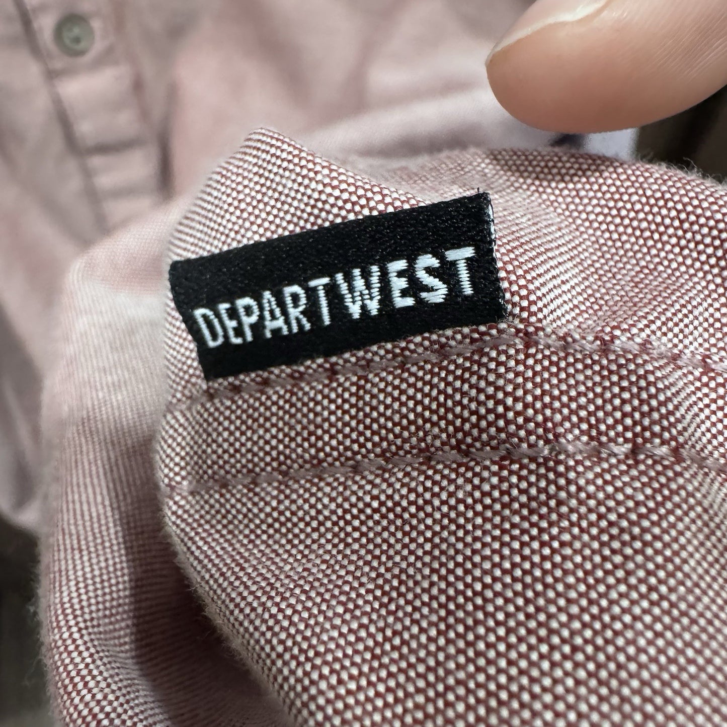 Departwest Long Sleeve Button Down Shirt Red Microcheck Size Large Cotton Blend