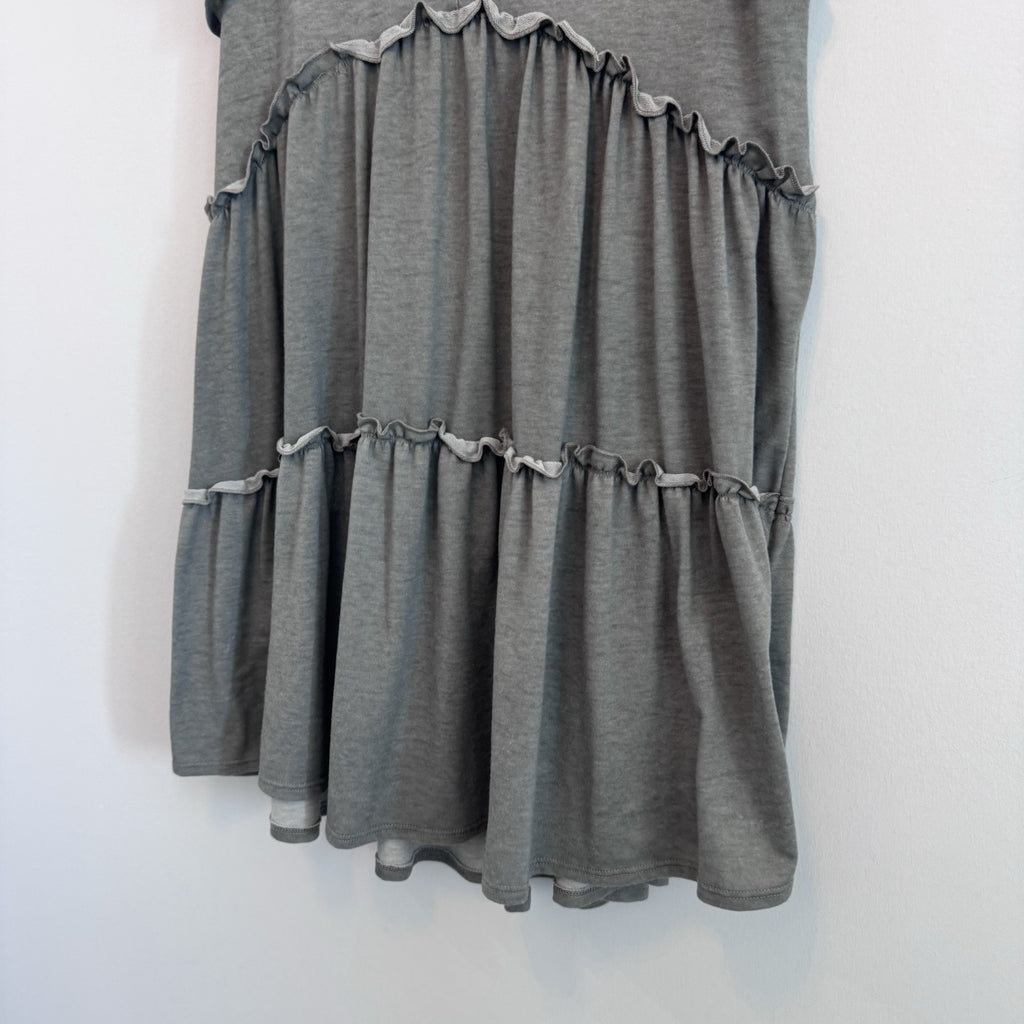 Peach Love Gray Babydoll Dress Womens M Boho Oversized Ruffle