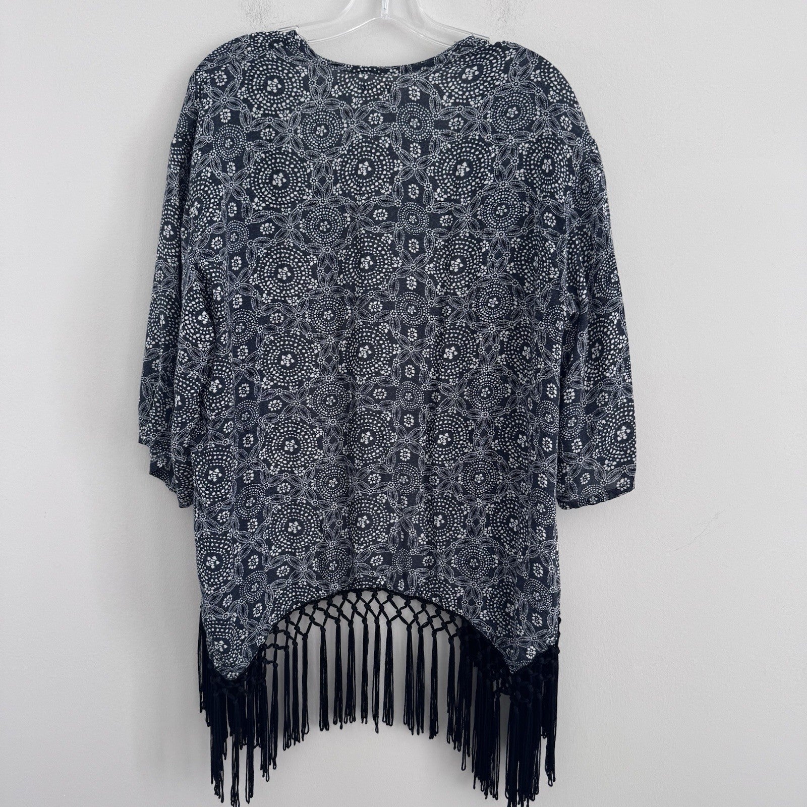 Hollister Fringe Kimono Cardigan Womens Small Blue Boho Festival