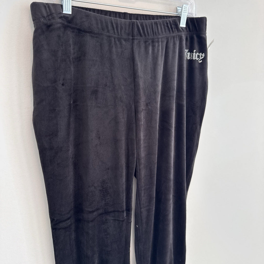 Juicy Couture Velour Tracksuit Set Black Rhinestone Logo Size M NWT Y2K