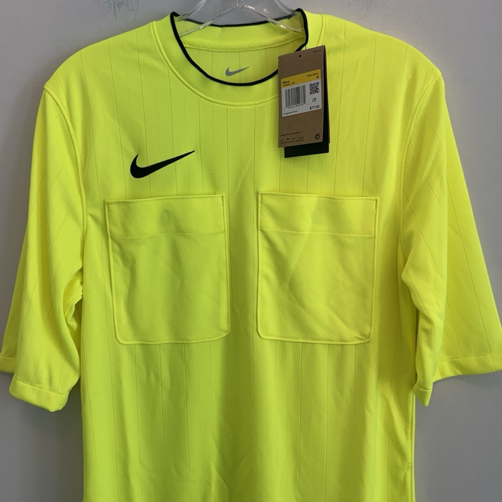 Nike Men’s Dri-Fit Soccer Referee Jersey Neon Volt Yellow DH8024-702 Small NWT