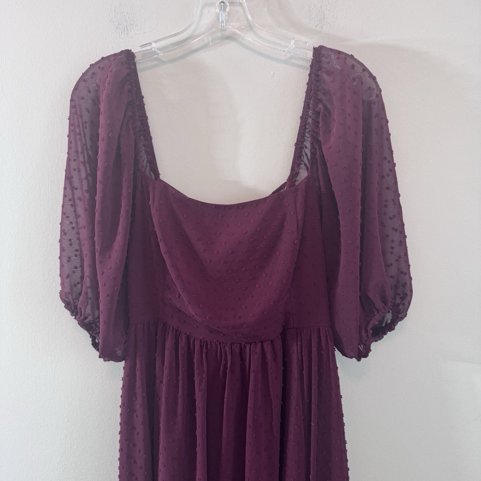 Altar’d State Plum Swiss Dot Midi Dress Medium Cottagecore Boho