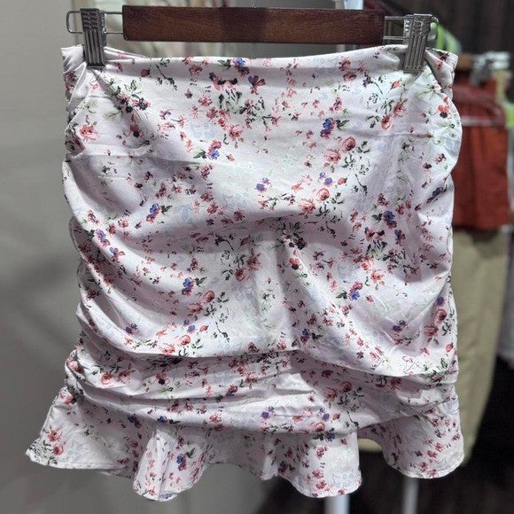 White Princess Polly floral mini skirt size 8