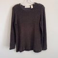 Dana Buchman Womens M Brown Beaded Open Knit Sweater Long Sleeve Crochet