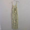 American Eagle Women’s M Petite Floral Cutout Wide Leg Jumpsuit Yellow Green