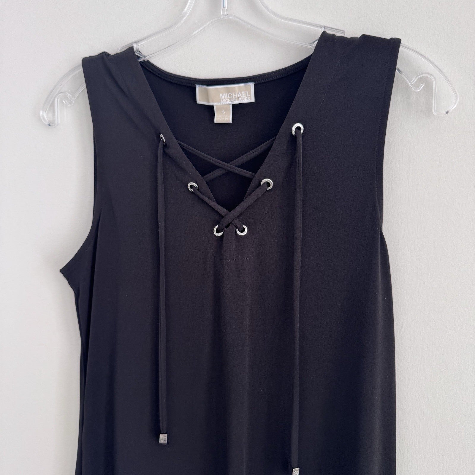 Michael Kors Black Lace-Up Sleeveless Dress Size Small