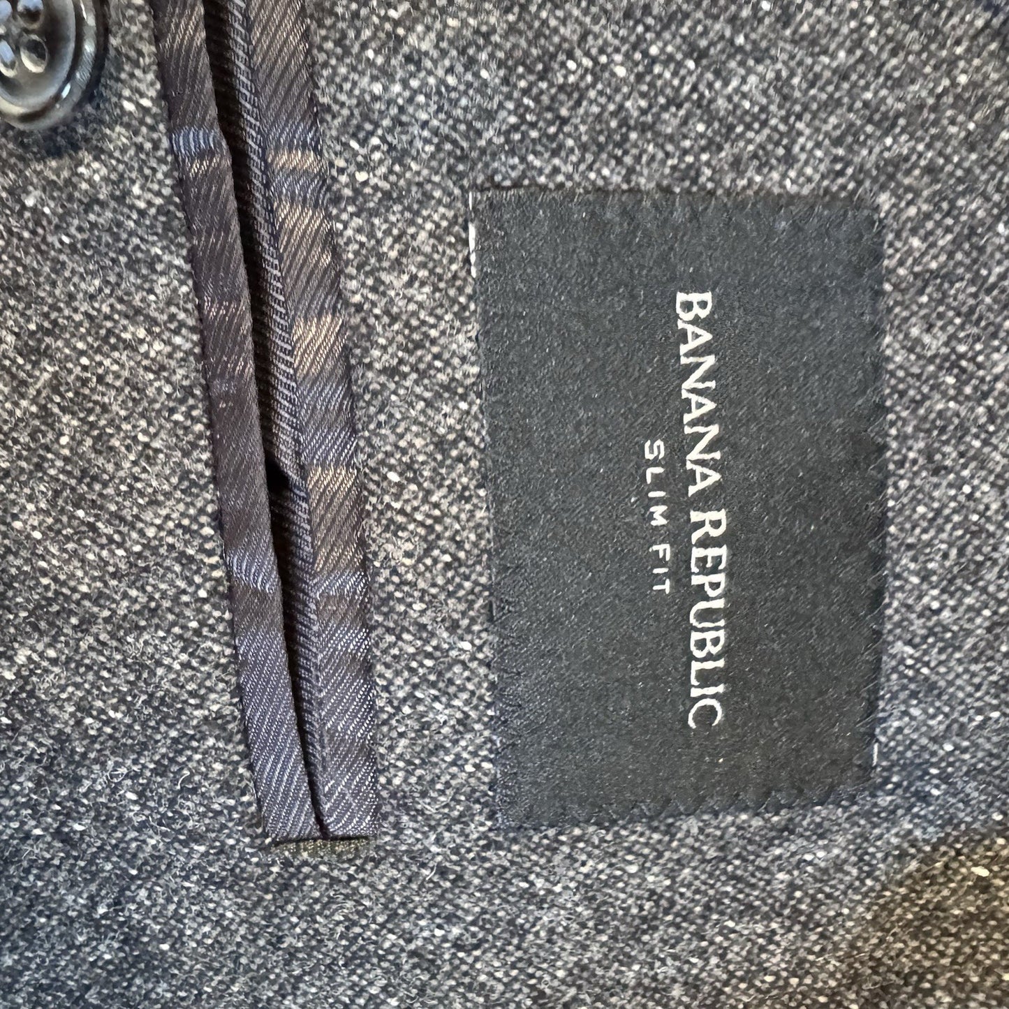 NWT Banana Republic Wool Blazer Jacket 44L Gray Herringbone Tweed Sport Coat