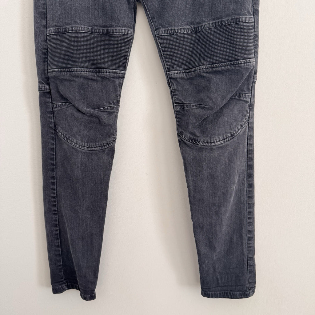 ZARA MAN Gray Biker Jeans 30 Skinny Moto Denim Ribbed Paneling Zipper Pockets