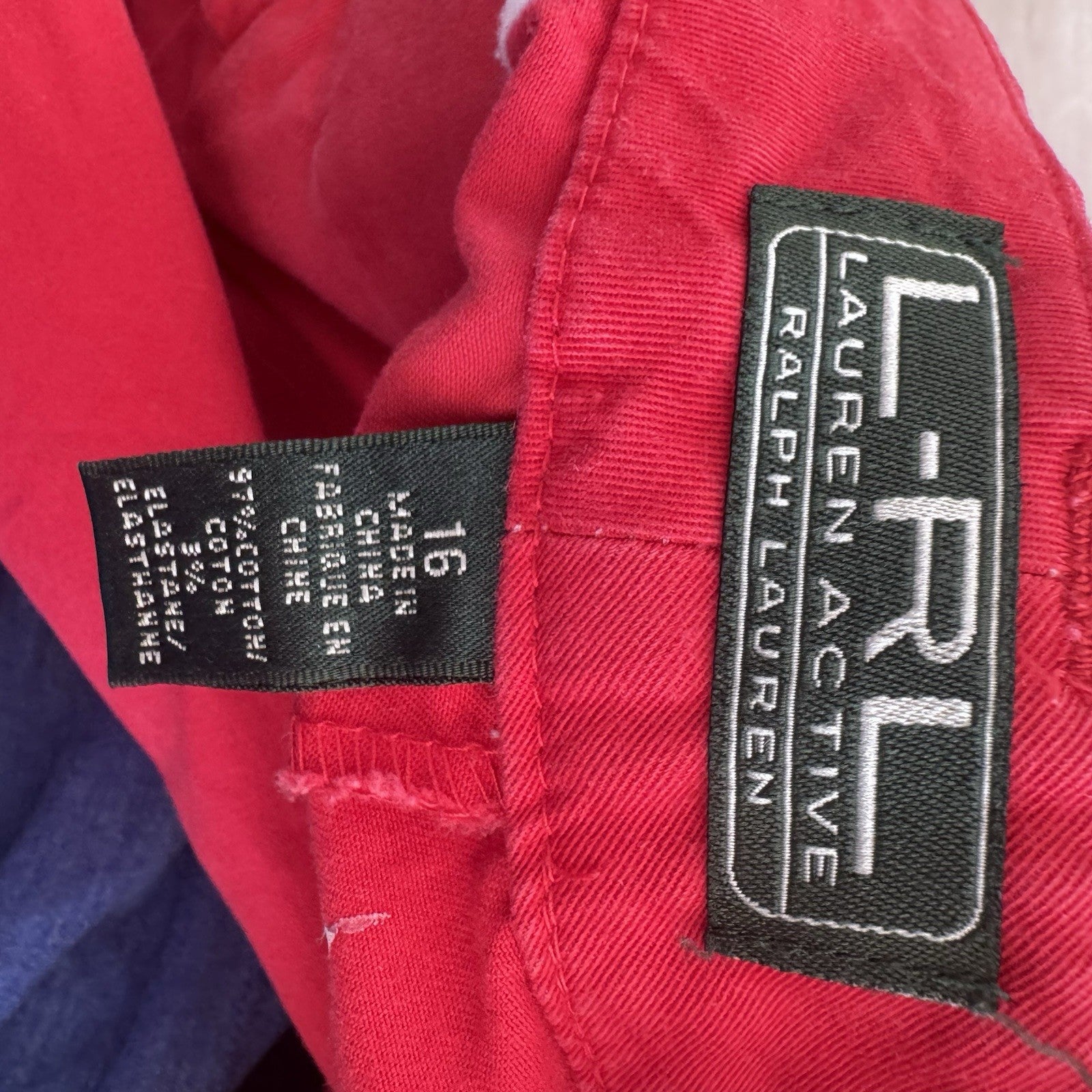 Women’s Lauren Ralph Lauren Red Bermuda Shorts Size 16 LRL Active Zip Pocket