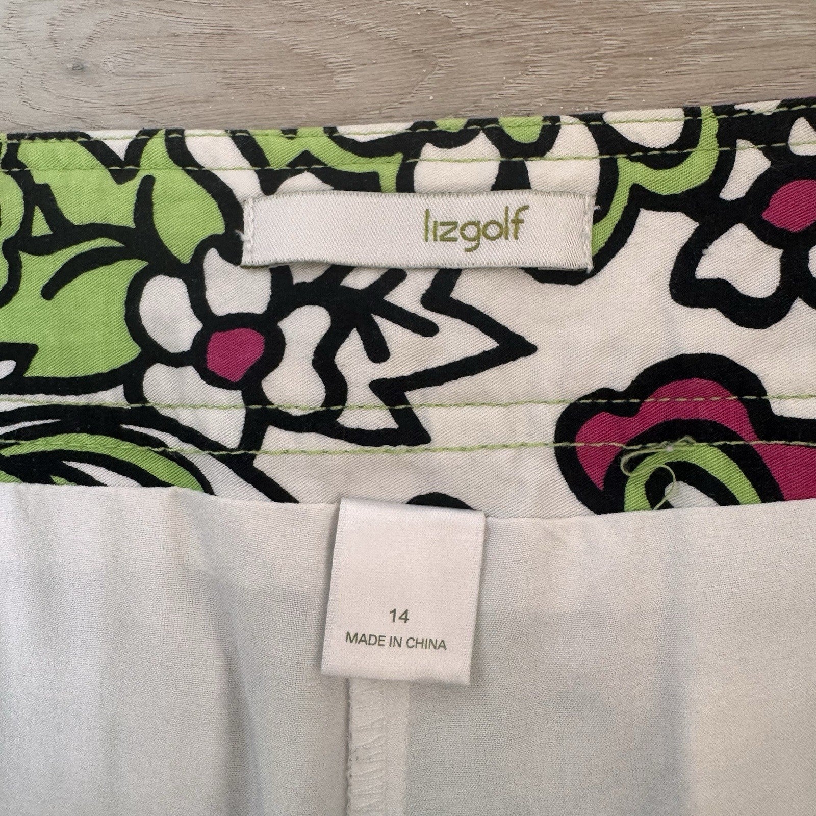 Liz Golf Floral Skort Size 14 Green Pink Preppy Golf Skirt Women’s