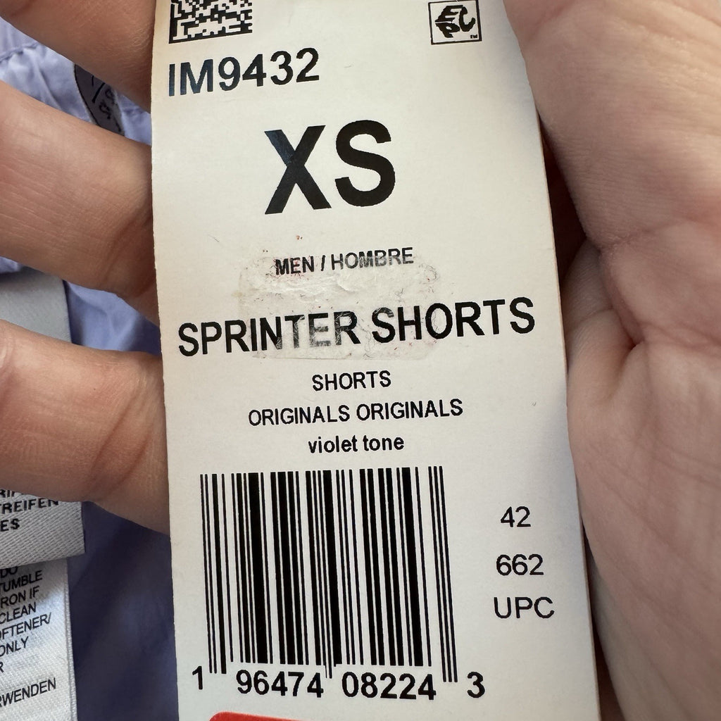 NWT Adidas Originals Sprinter Shorts Violet Tone XS 3 Stripe Zip Pocket
