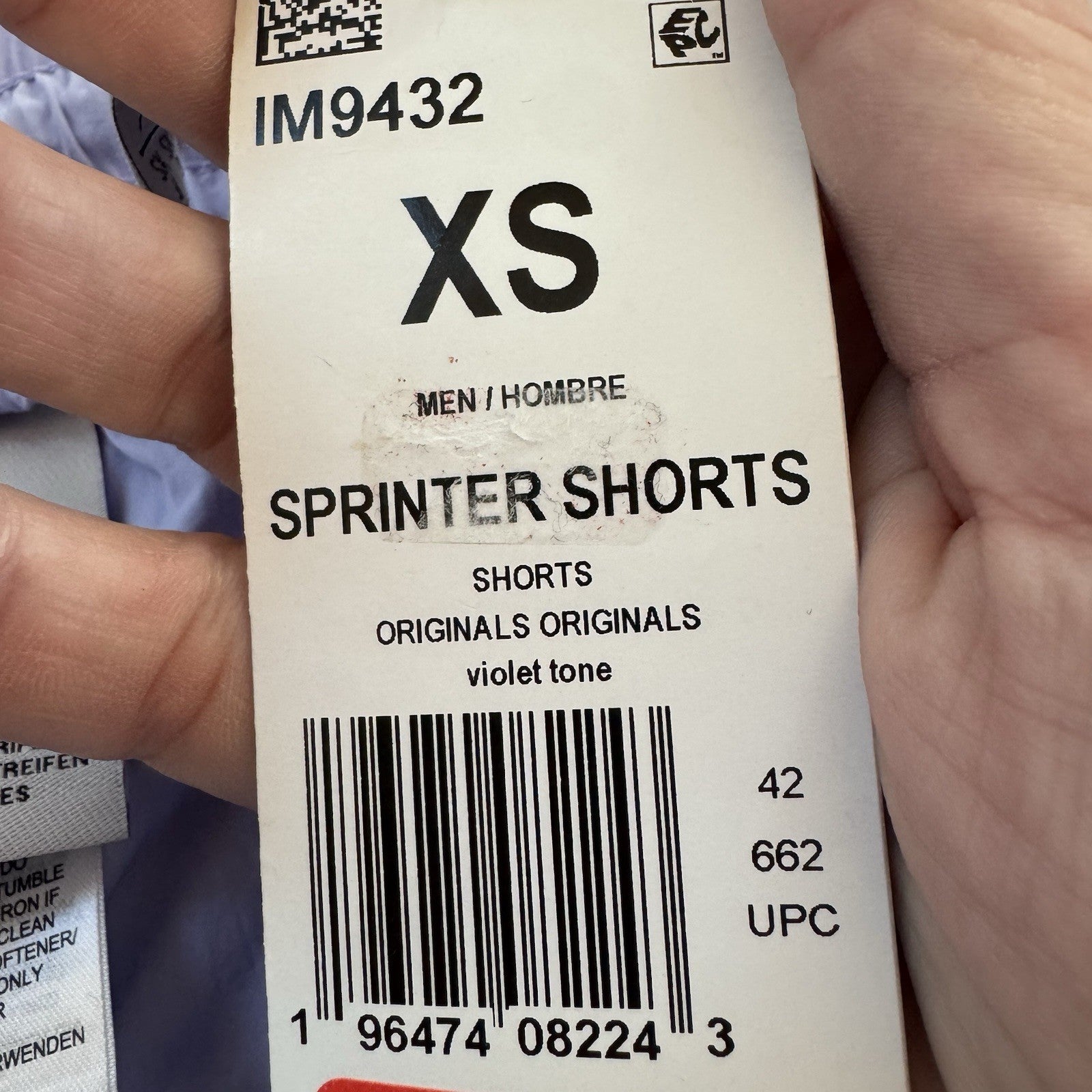NWT Adidas Originals Sprinter Shorts Violet Tone XS 3 Stripe Zip Pocket