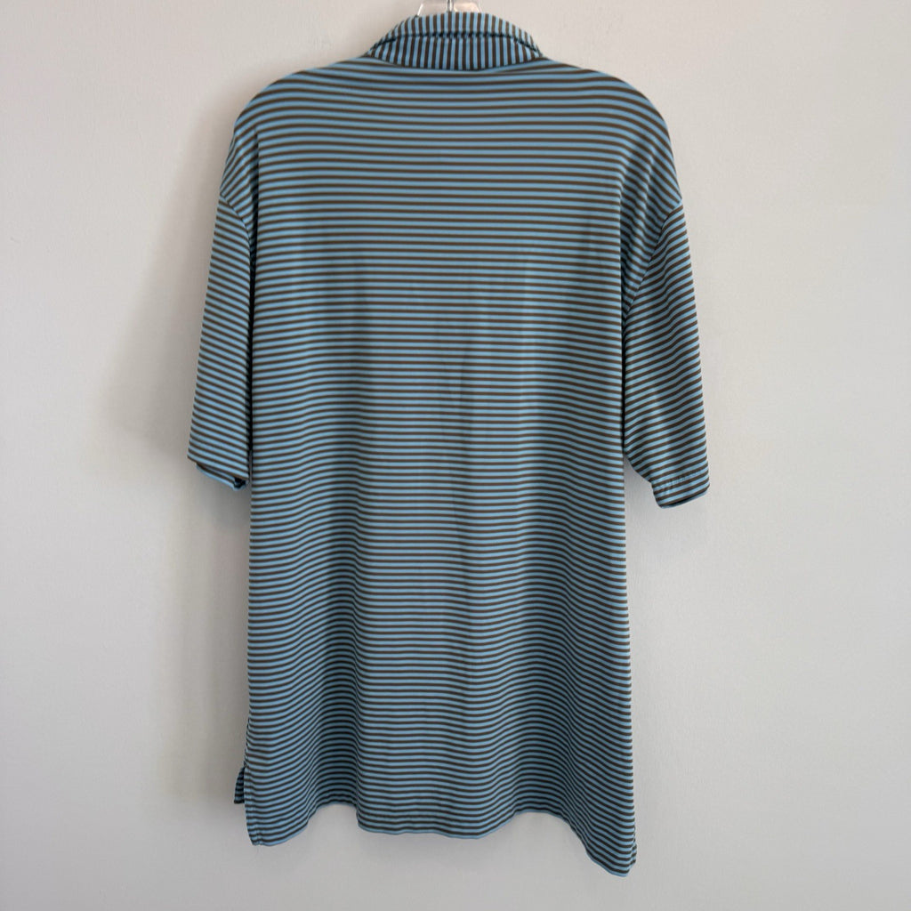 Peter Millar Summer Comfort Polo Shirt Mens Large Blue Brown Striped Golf