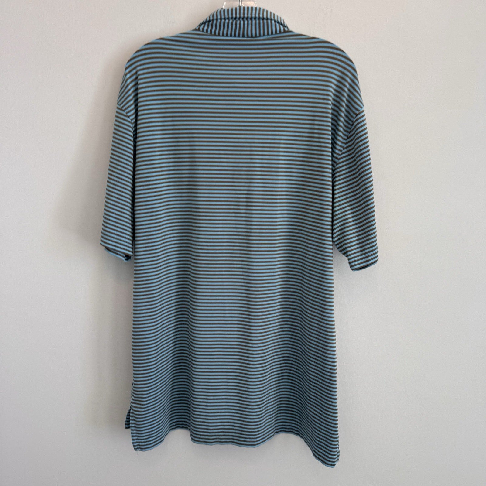 Peter Millar Summer Comfort Polo Shirt Mens Large Blue Brown Striped Golf