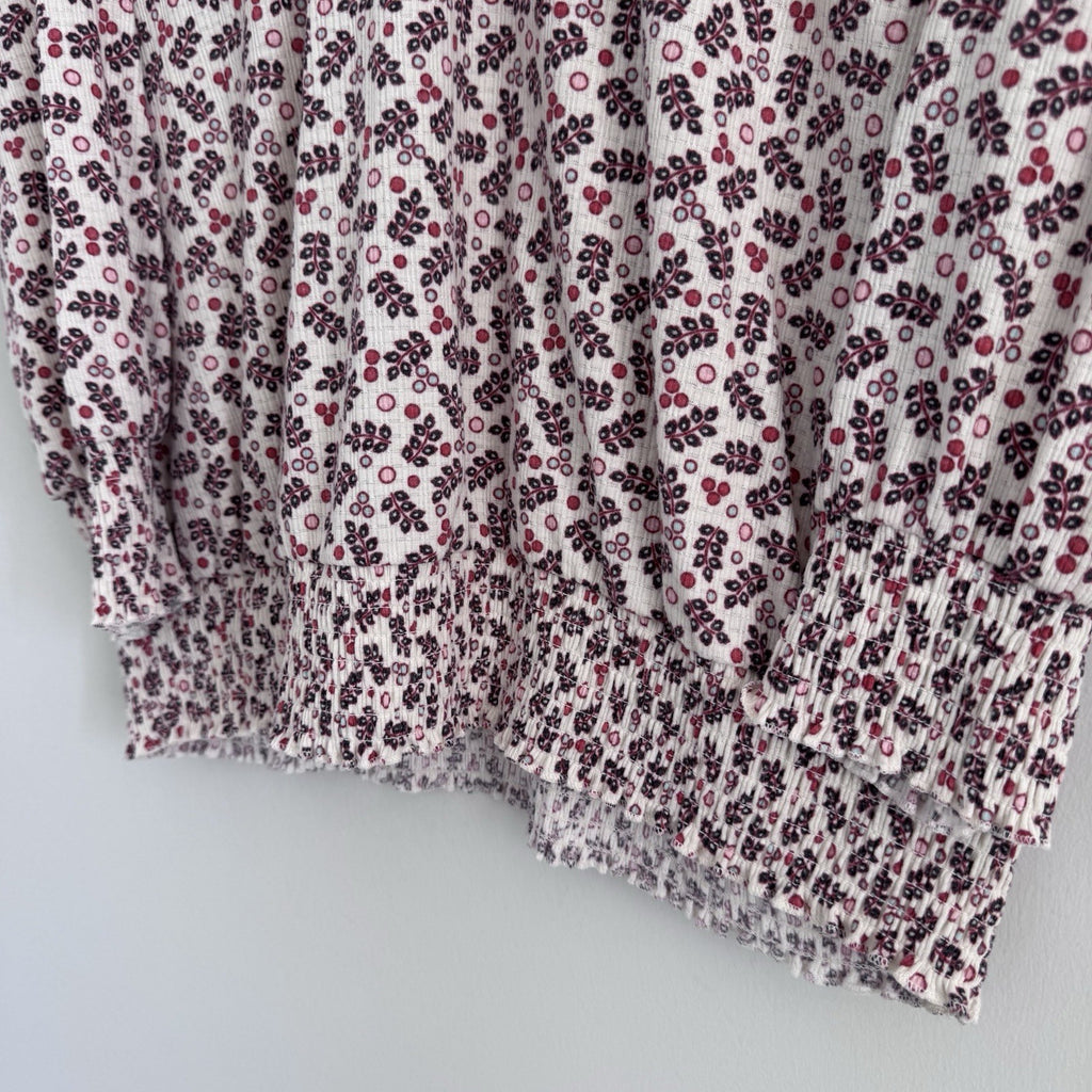 Torrid Size 1 Floral Smocked Long Sleeve Blouse Boho Top 1X