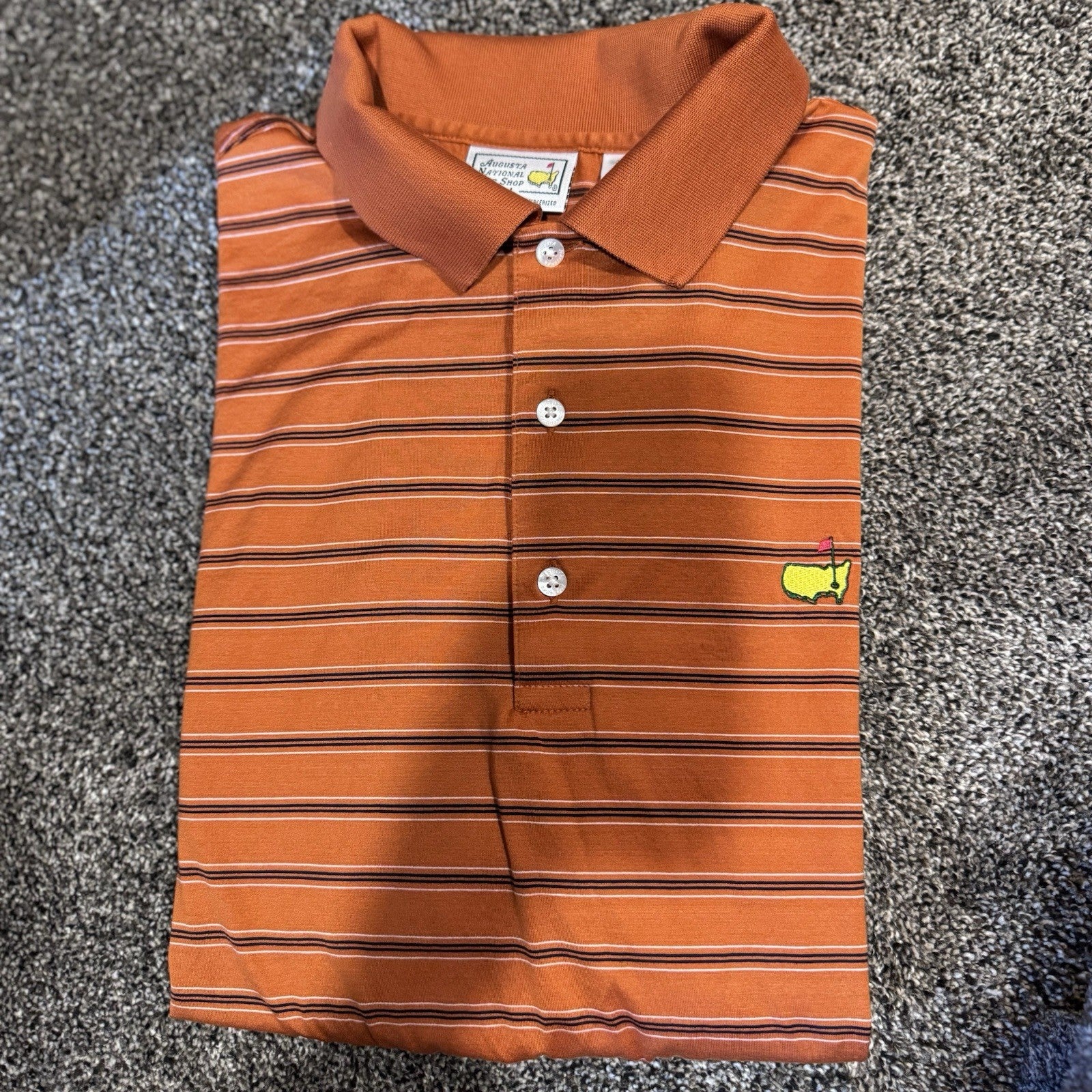 Vintage Augusta National Golf Polo Shirt Large Stripe 100% Pima Cotton Masters