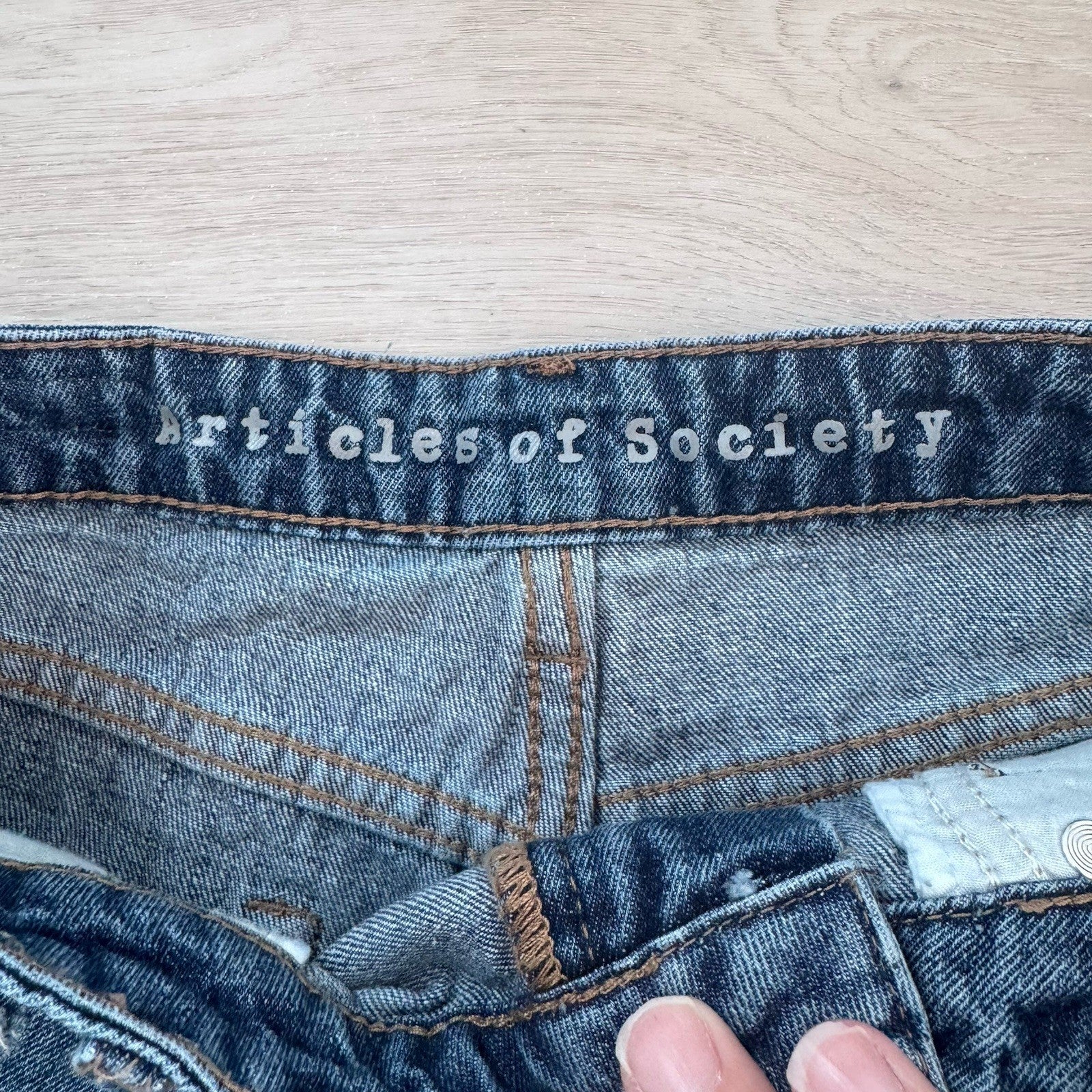 Articles of Society Y2K Distressed Denim Shorts 25 Frayed