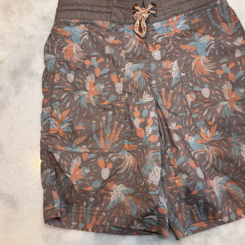 Howler Brothers Boys Large Horizon Hybrid Shorts Brown Rooster Cactus Print L