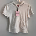 NWT Juicy Couture Oyster Short Sleeve Velour Zip Hoodie Small Rhinestone