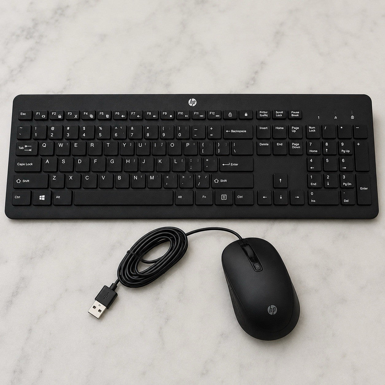 HP Wireless Keyboard & Mouse Combo USB Receiver Black HSA-A005K Full Size