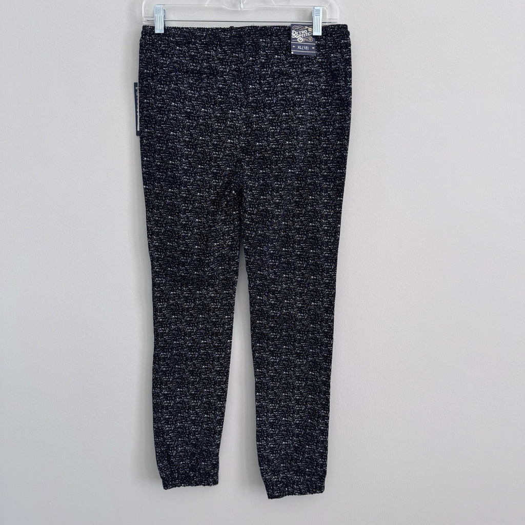 Boys Retro Stitch Black Jogger Pants XL 18 Speckled NWT 