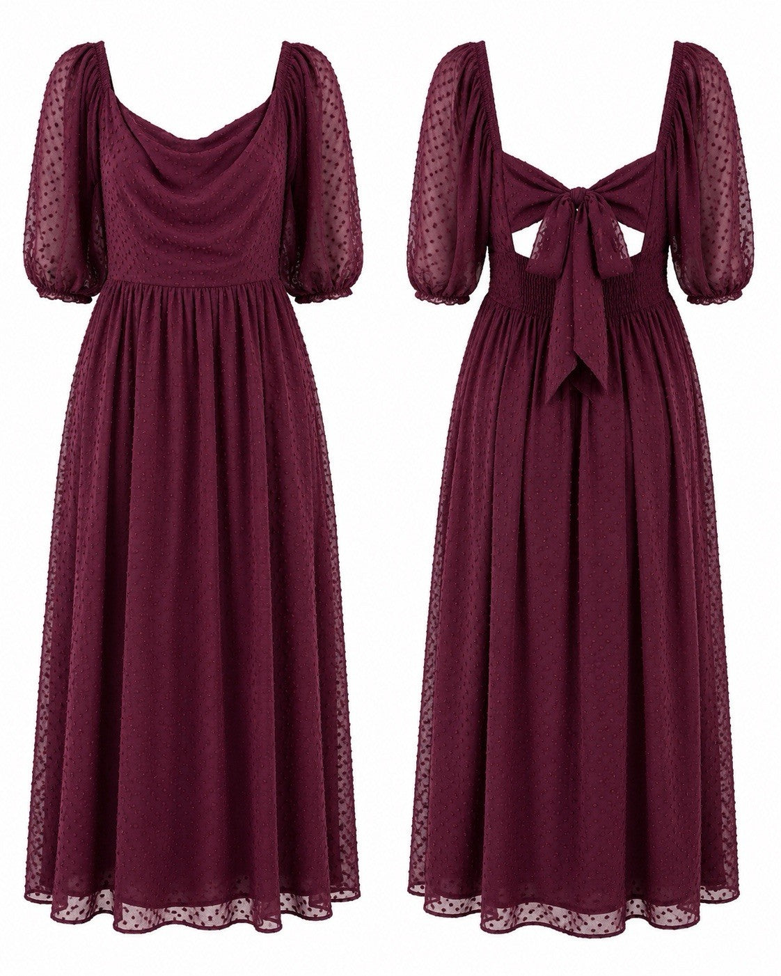 Altar’d State Plum Swiss Dot Midi Dress Medium Cottagecore Boho
