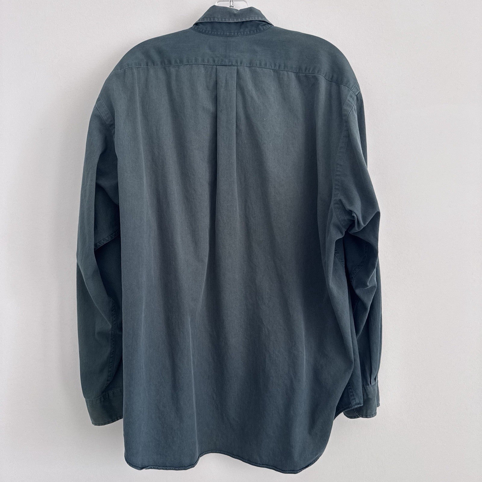 Ralph Lauren XL Green Button Down Shirt Pink Pony 100% Cotton