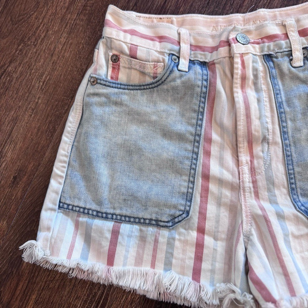 American Eagle Outfitters AEO Red White Blue Patriotic Mom Shorts Jean Size 4