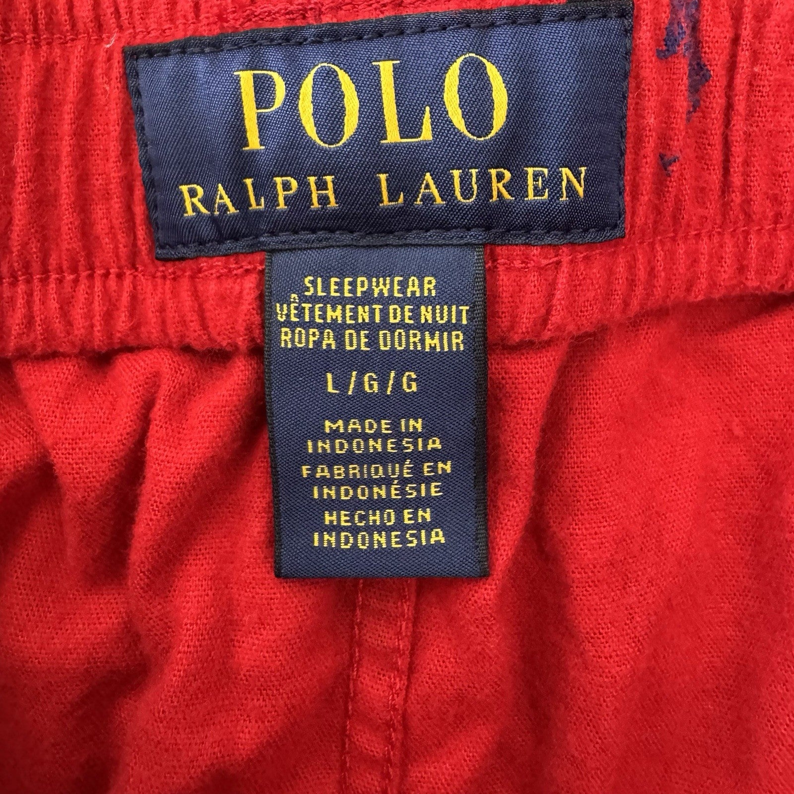 Polo Ralph Lauren Mens Red Blue All Over Pony Pajama Pants Size L Cotton Lounge