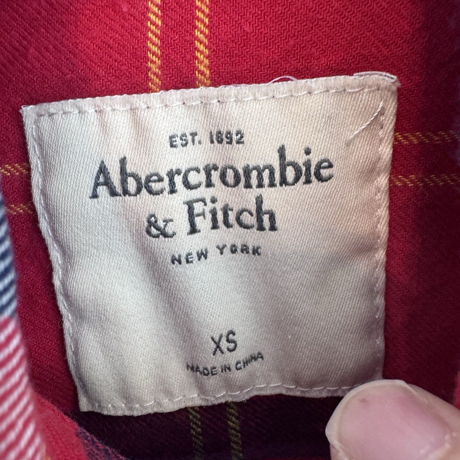 Abercrombie & Fitch Plaid Button Up Shirt XS Red Pink Cotton Flannel