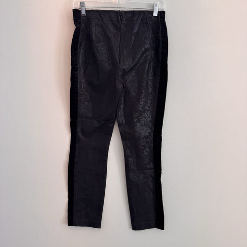 Anthropologie Essential Skinny Pants Womens 4 Black Floral Jacquard Tuxedo