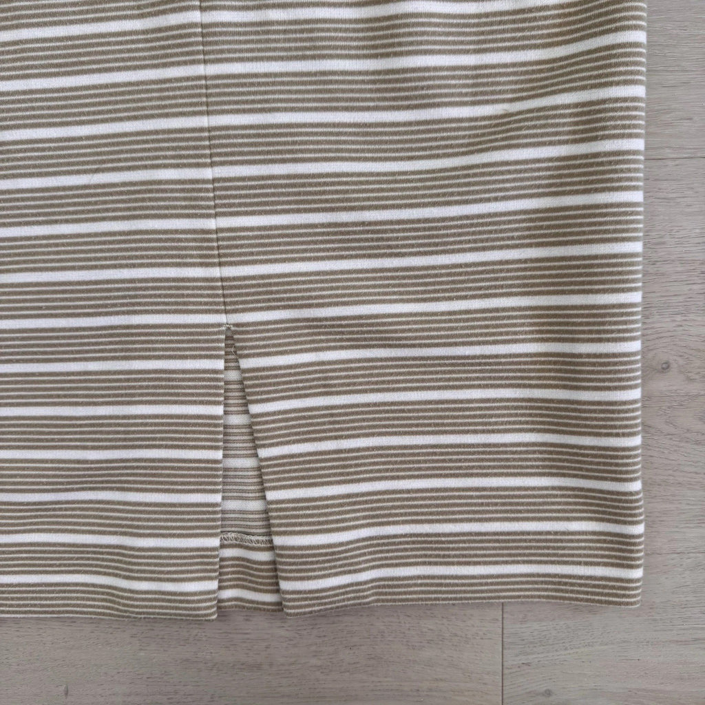 Antonio Melani Striped Midi Skirt Tan Cream Knit Stretch Size 2