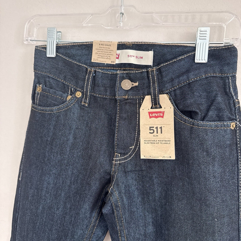 Levi’s 511 Slim Jeans Boys 8 Reg 24x22 Dark Wash NWT