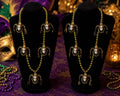 Vintage Venetian Mardi Gras Mask Beads Necklace 6 Faces Green Gold
