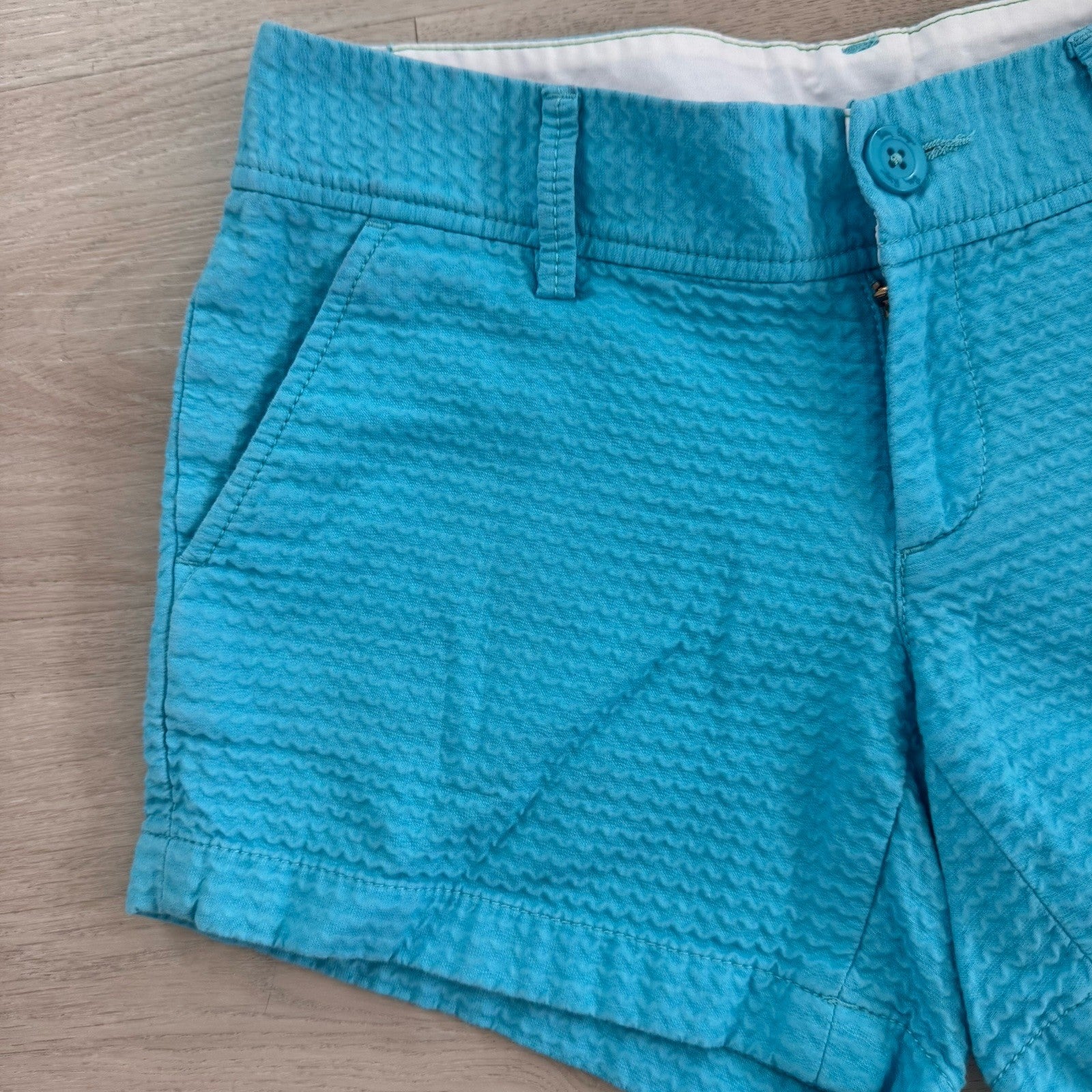 Lilly Pulitzer Callahan Short Sz 2 Turquoise Textured Cotton Womens